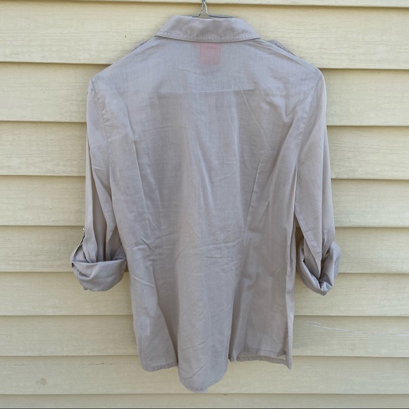 Tory Burch Women's Brigitte Tab Sleeve Button Down Shirt Blouse Semi Sheer Sz 8 - Picture 5 of 10